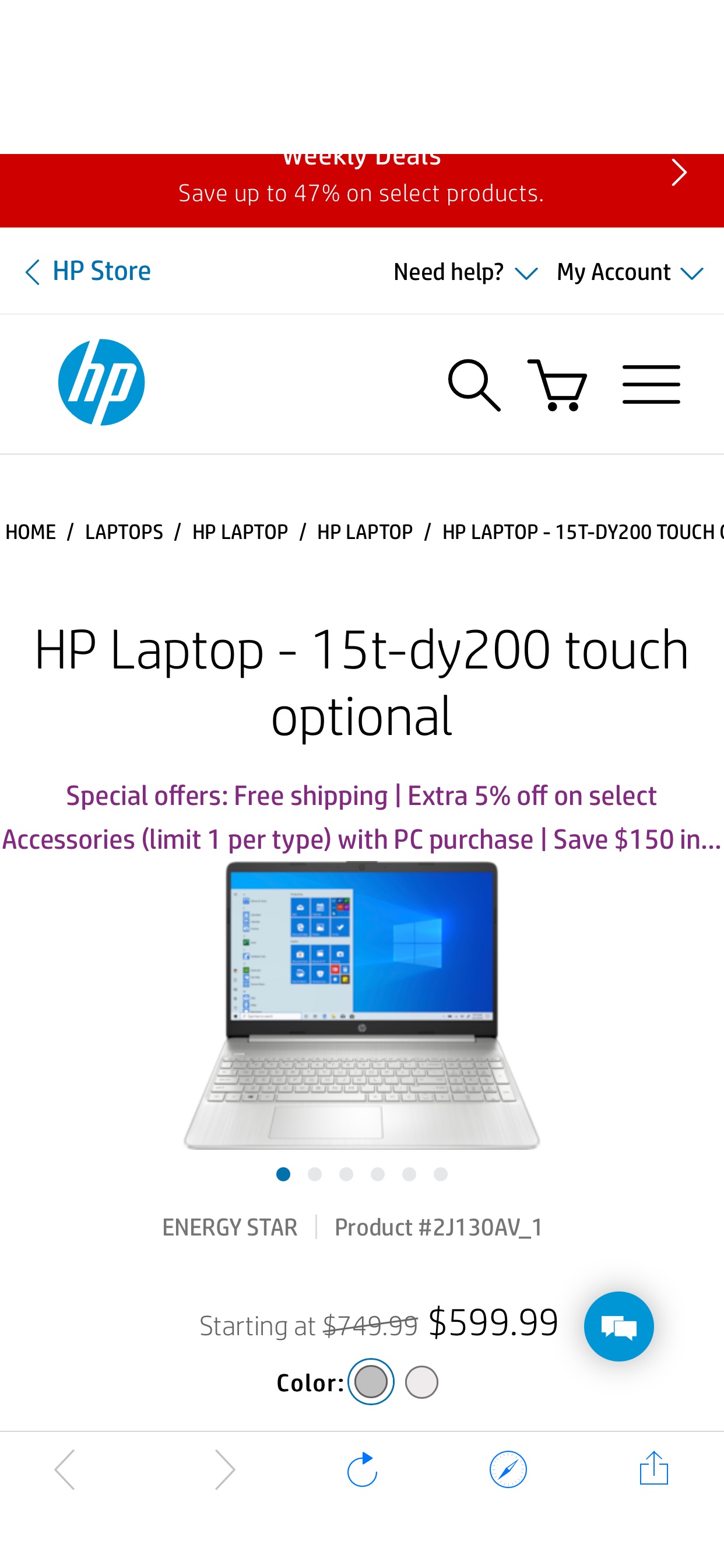 HP Laptop - 15t电脑-dy200 touch optional (2J130AV_1)