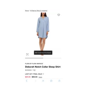 $25.93 Flora by Flora Nikrooz Deborah Notch Collar Sleep Shirt & Reviews - All Pajamas, Robes & Loungewear - Women - Macy s
