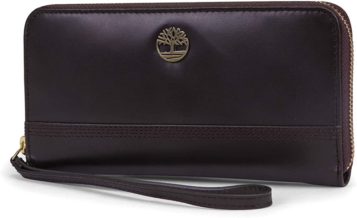 Timberland 女士真皮钱包womens Leather RFID Zip Around Wallet Clutch with Wristlet Strap, Brown (Cloudy), One Size: Handbags: Amazon.com