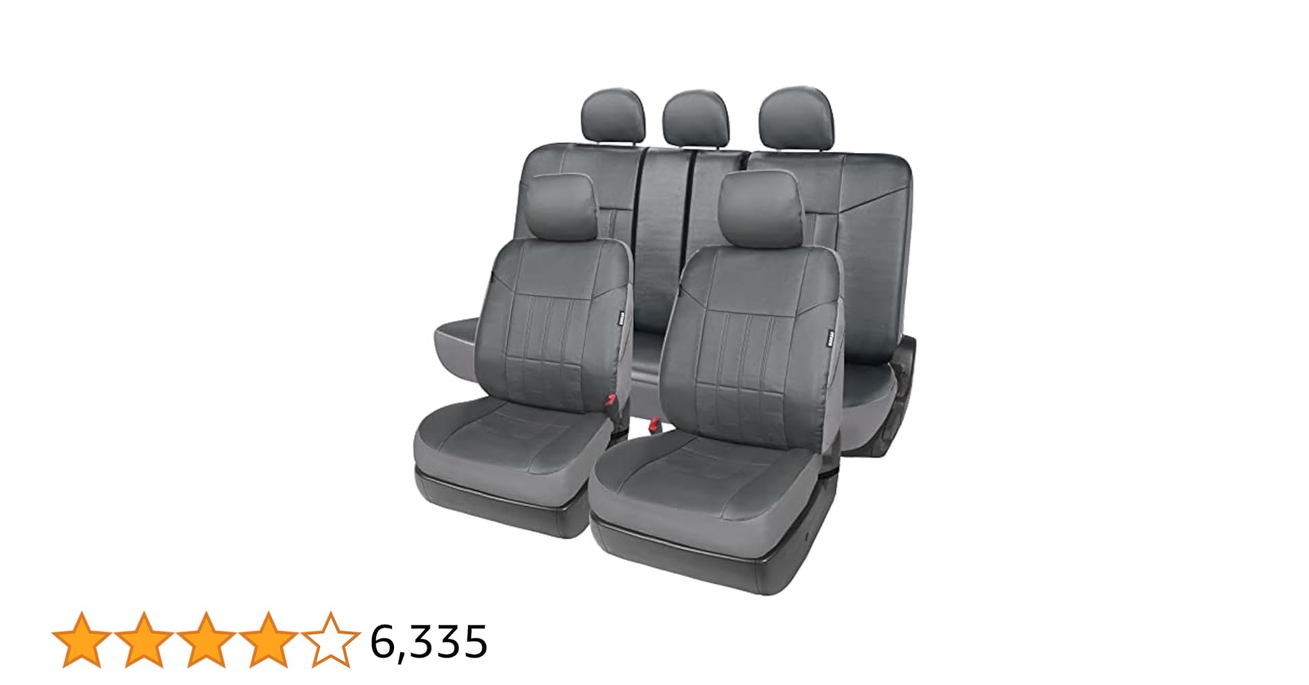 Leader Accessories 17pcs Leather Grey Auto Car Seat Covers Combo Pack for Cars SUV - Front Seats Set and 50/50 or 60/40 Rear Split Bench