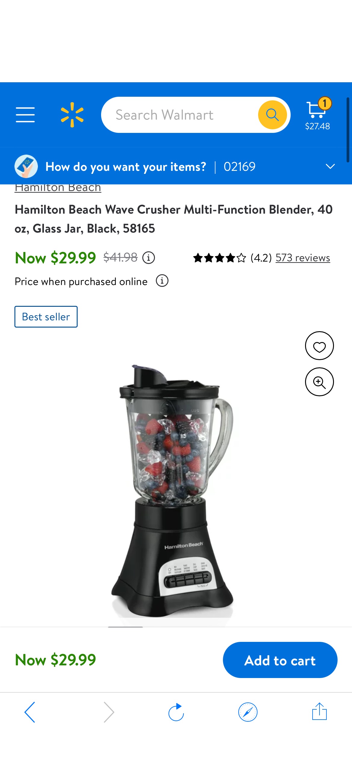Hamilton Beach Wave Crusher Multi-Function Blender, 40 oz, Glass Jar, Black, 58165 - Walmart.com