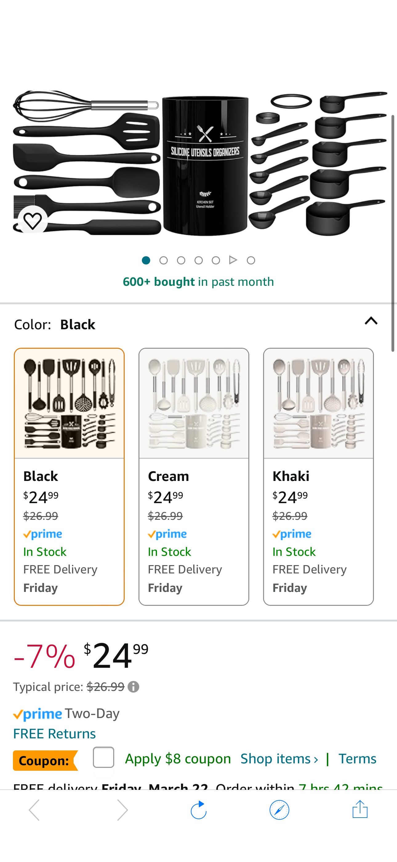 Amazon.com: Silicone Kitchen Utensils Set, Umite Chef Large Heat Resistant Cooking Utensil, 26Pcs Silicone Spatulas Set, Stainless Steel Handle coupon