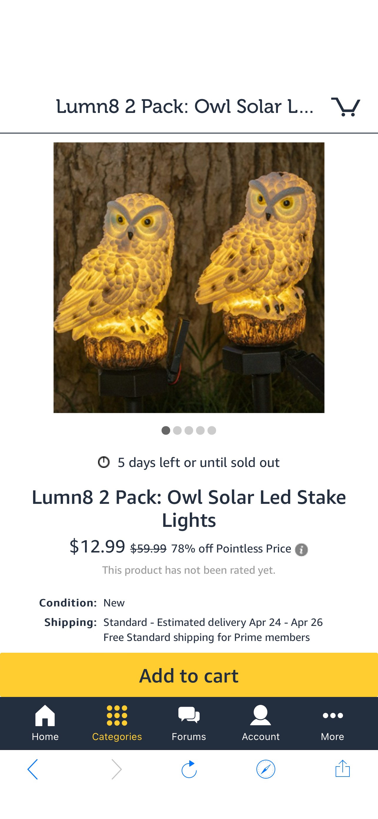 灯
Lumn8 2 Pack: Owl Solar Led Stake Lights