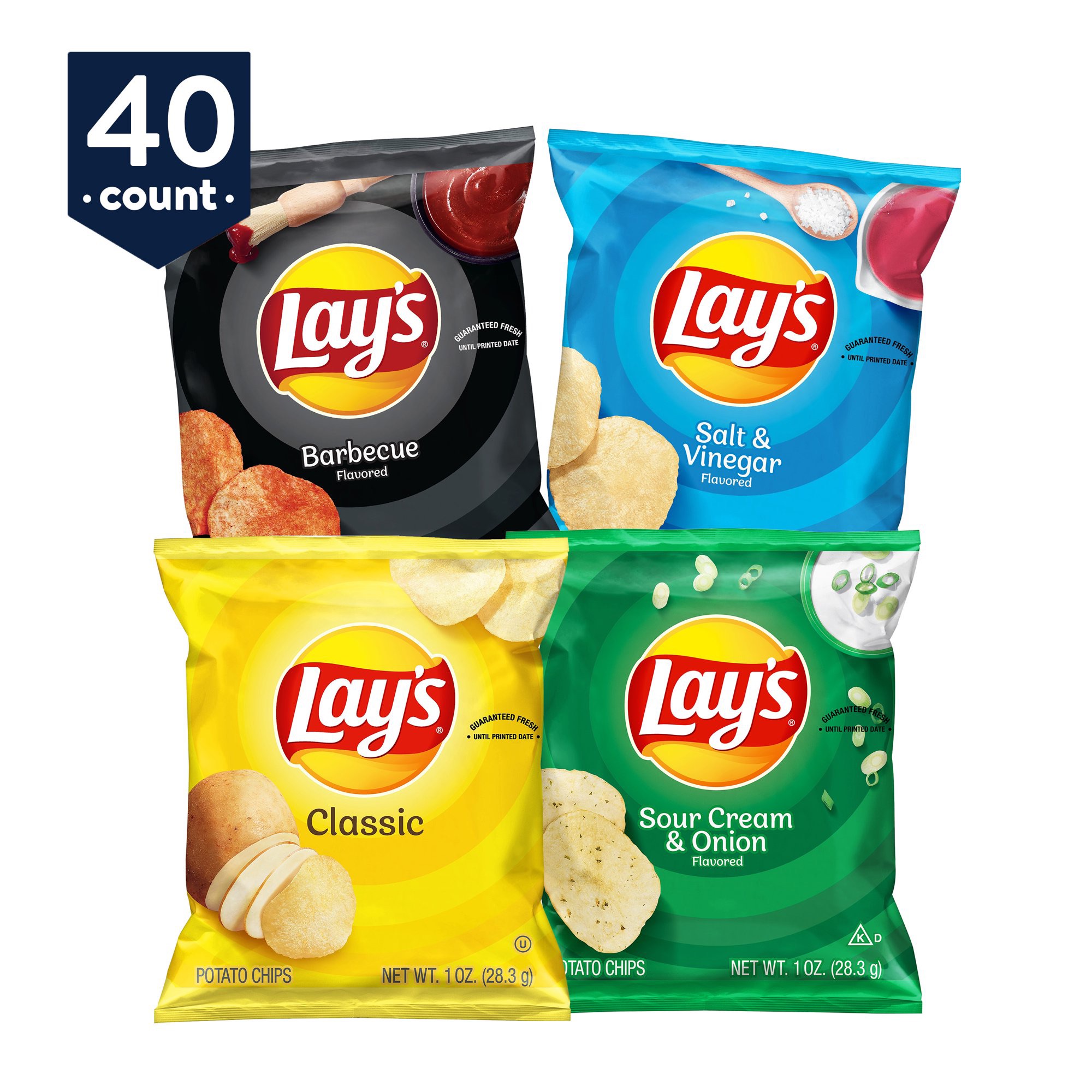 Lay's Potato Chips Variety Pack, 1 oz Bags, 40 Count 乐事薯片大礼包