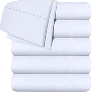 Amazon.com: EDILLY Flat Sheets Set (6 Pack) - Queen Size - 灰色白色queen床单，6个装