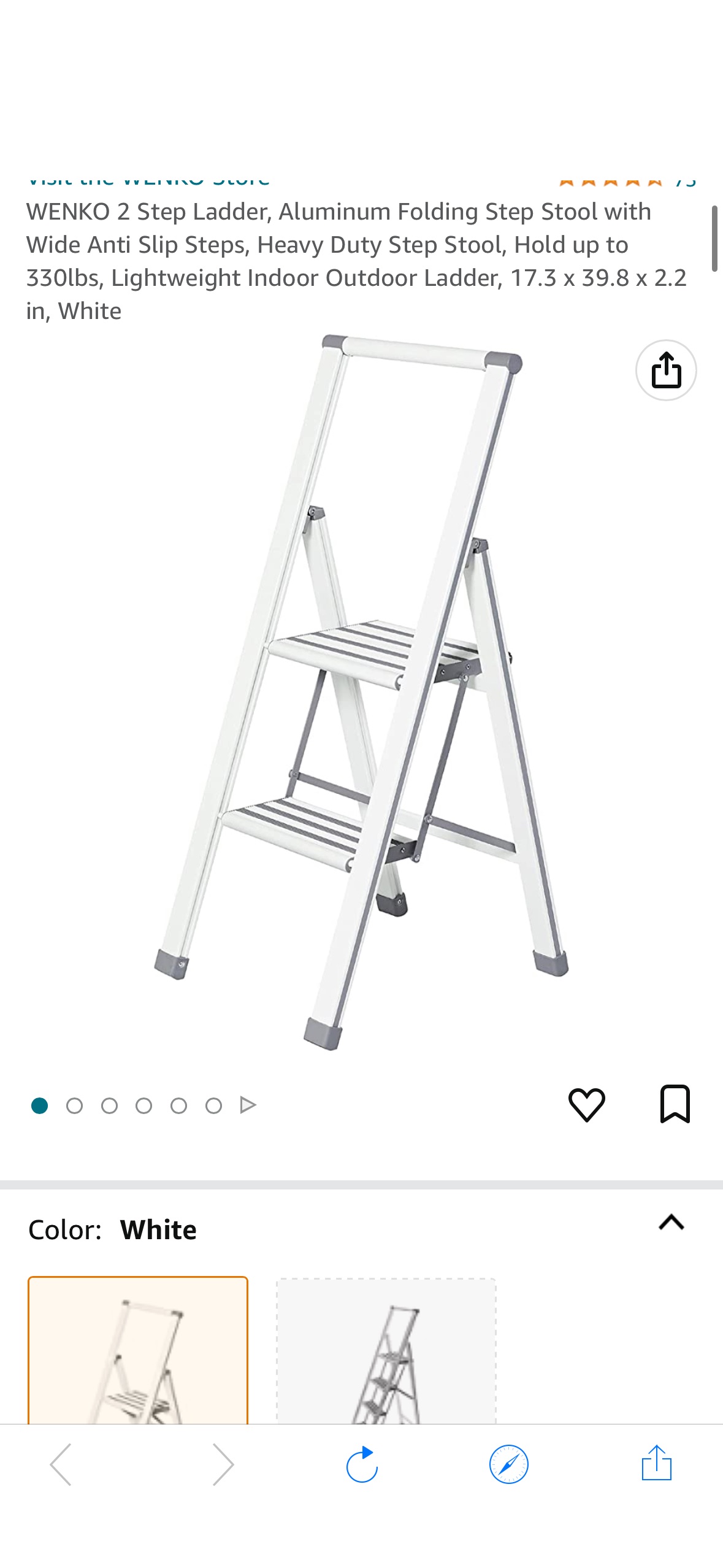 Amazon.com: WENKO 2 Step Ladder, Aluminum Folding Step Stool with Wide Anti Slip Steps, Heavy Duty Step Stool