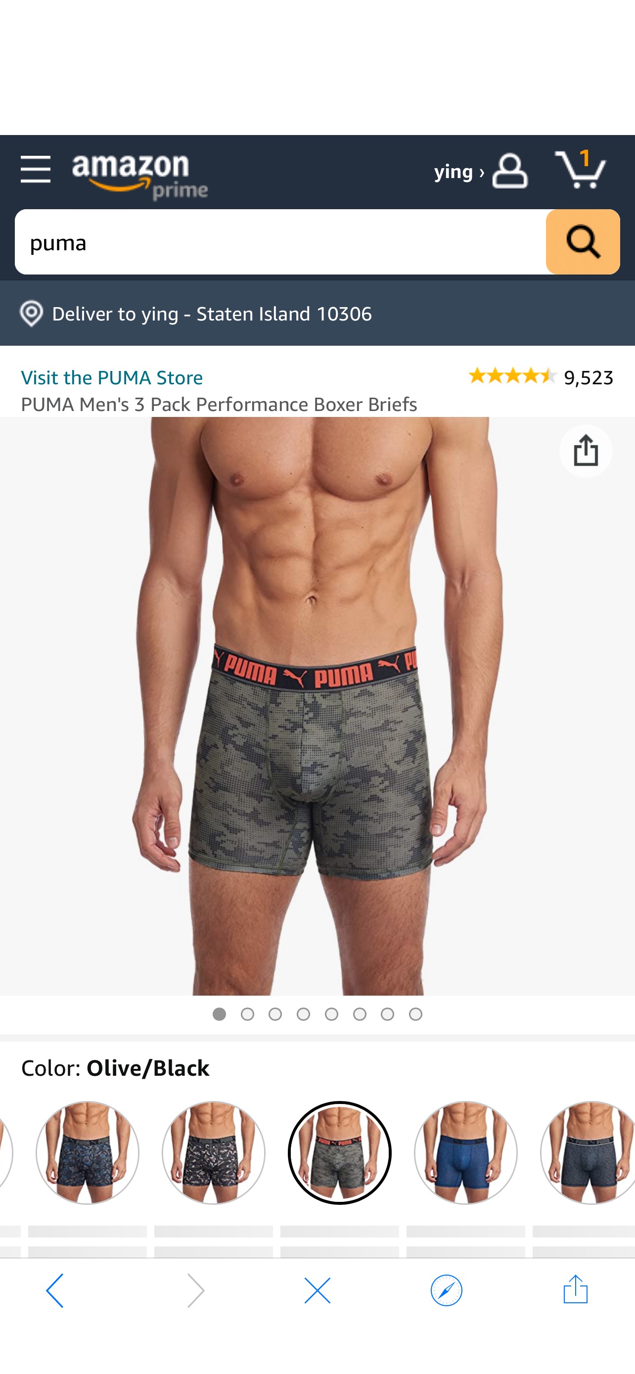 PUMA Men's 3 Pack Performance Boxer Briefs, Olive/Black, Large at Amazon Men’s Clothing store