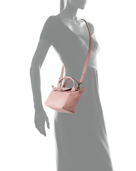 Longchamp Le Pliage Leather Handbag with Strap粉色斜挎包半价 | Neiman Marcus