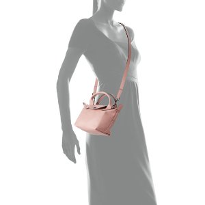 $190 Longchamp Le Pliage Leather Handbag with Strap粉色斜挎包半价 | Neiman Marcus