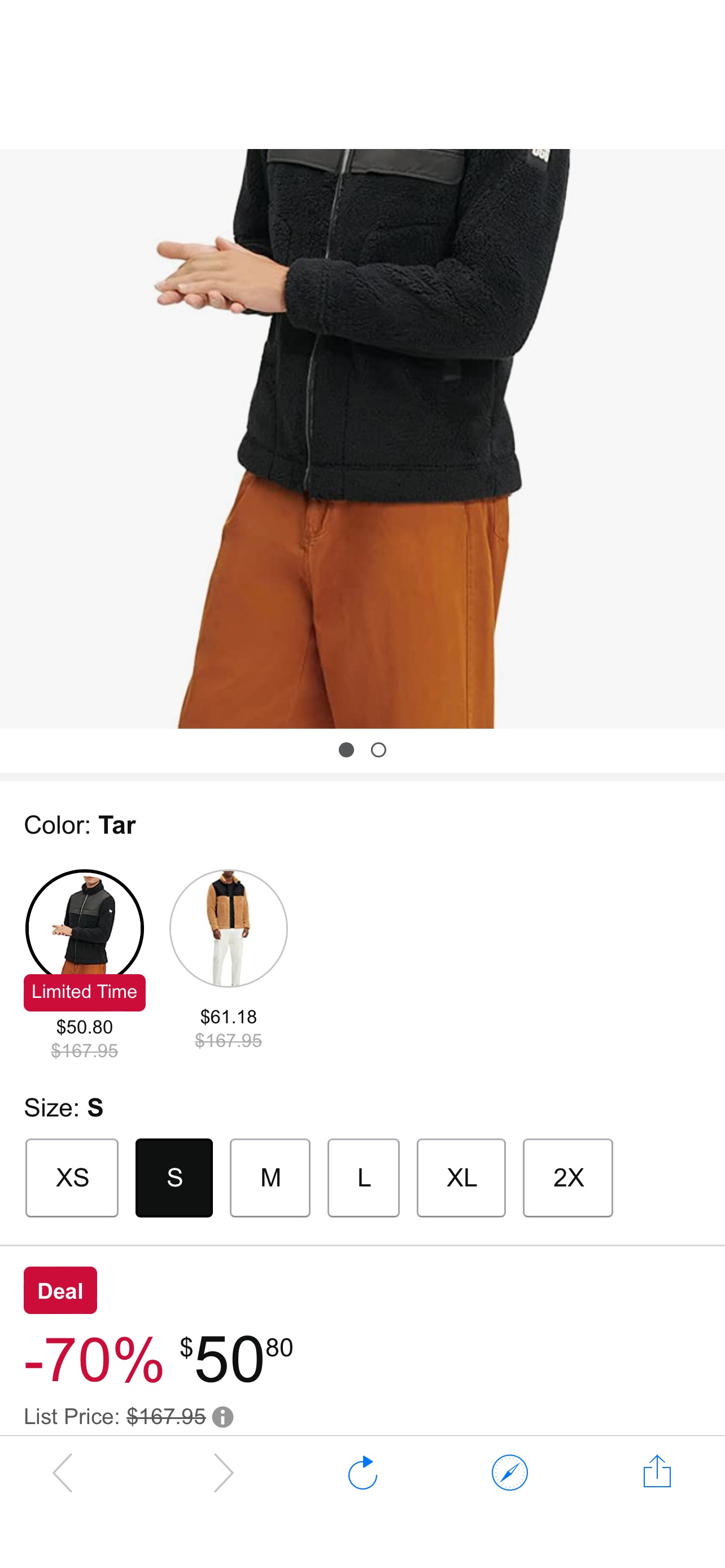 UGG Men's Seth Blocked Sherpa Jacket, Tar, Extra Small at Amazon Men’s Clothing store