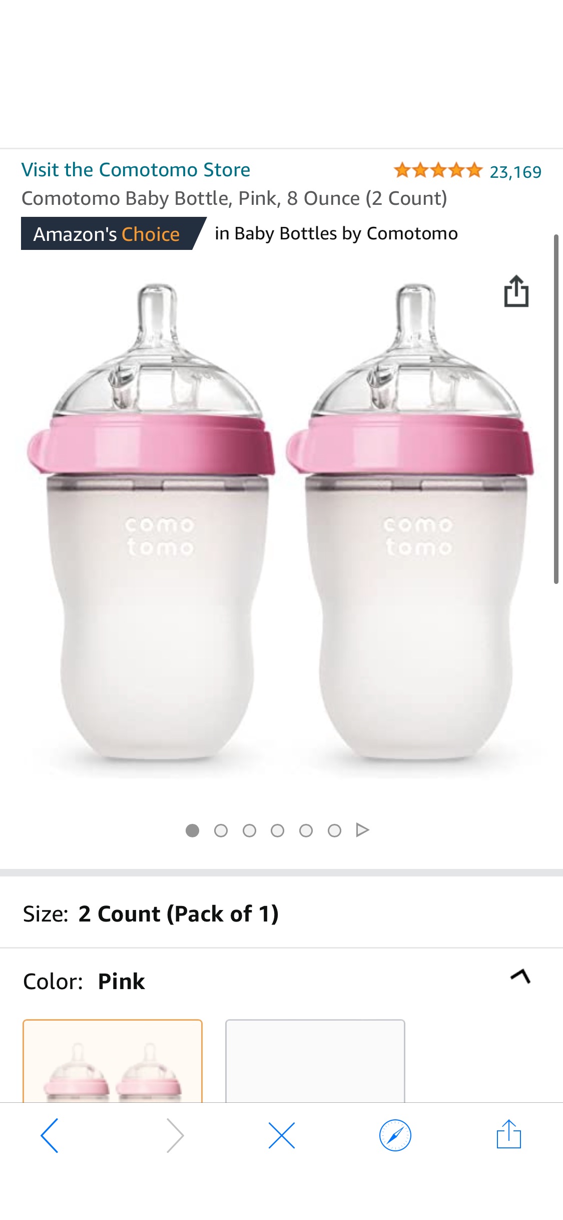 Amazon.com : Comotomo Baby Bottle, Pink, 8 Ounce (2 Count) : Baby奶瓶