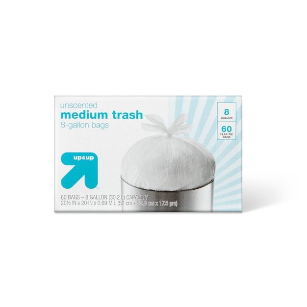 Medium Unscented Flap-tie Trash Bags - 8 Gallon 垃圾袋- 60ct - Up & Up™ : Target