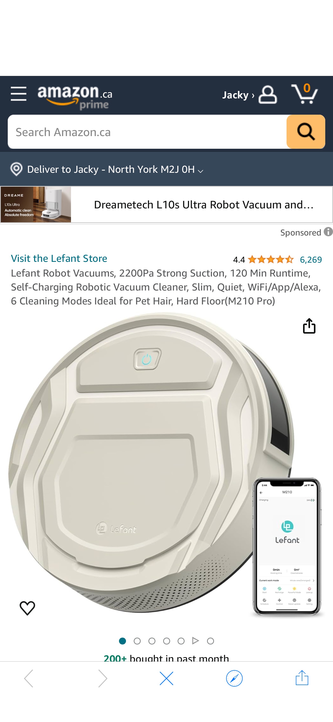 Lefant Robot Vacuums, 2200Pa Strong Suction, 120 Min Runtime, Self-Charging Robotic Vacuum Cleaner, Slim, Quiet, WiFi/App/Alexa, 6 Cleaning Modes Ideal for Pet Hair, Hard Floor(M210 Pro) : Amazon.ca: 
