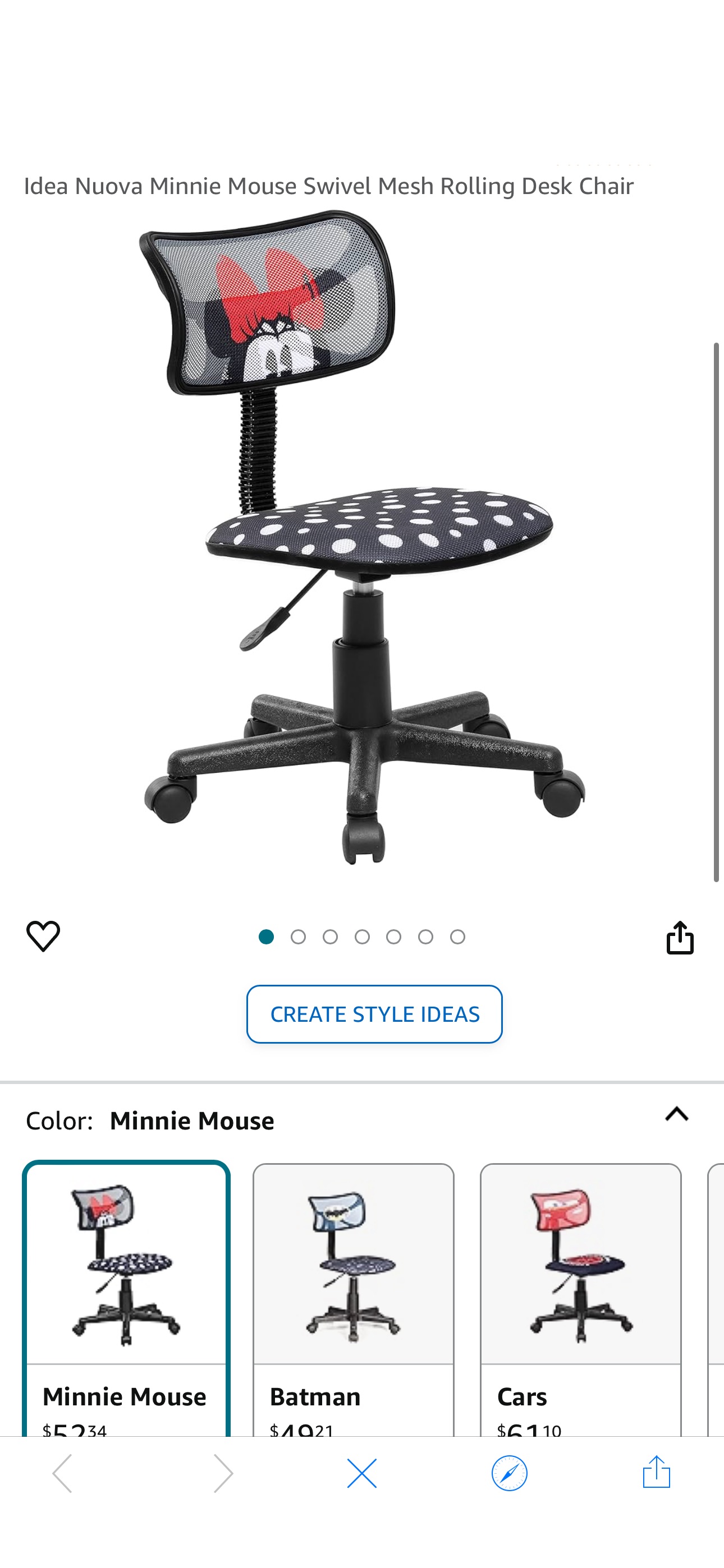 Amazon.com: Idea Nuova Minnie Mouse Swivel Mesh Rolling Desk Chair : Home & Kitchen