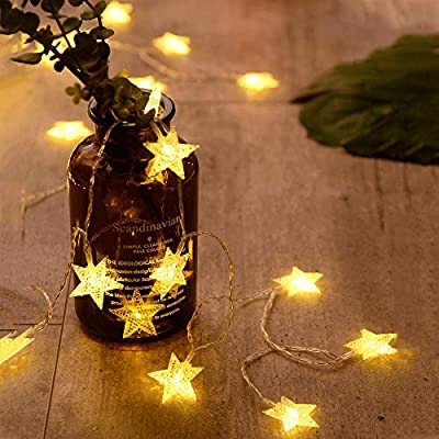 Amazon.com : ANJAYLIA 20 LED Star String Lights 10 FT Fairy Christmas Lights Battery Operated for Indoor & Outdoor, Party, Wedding and Holiday Decorations Warm White : Garden & Outdoor星星灯