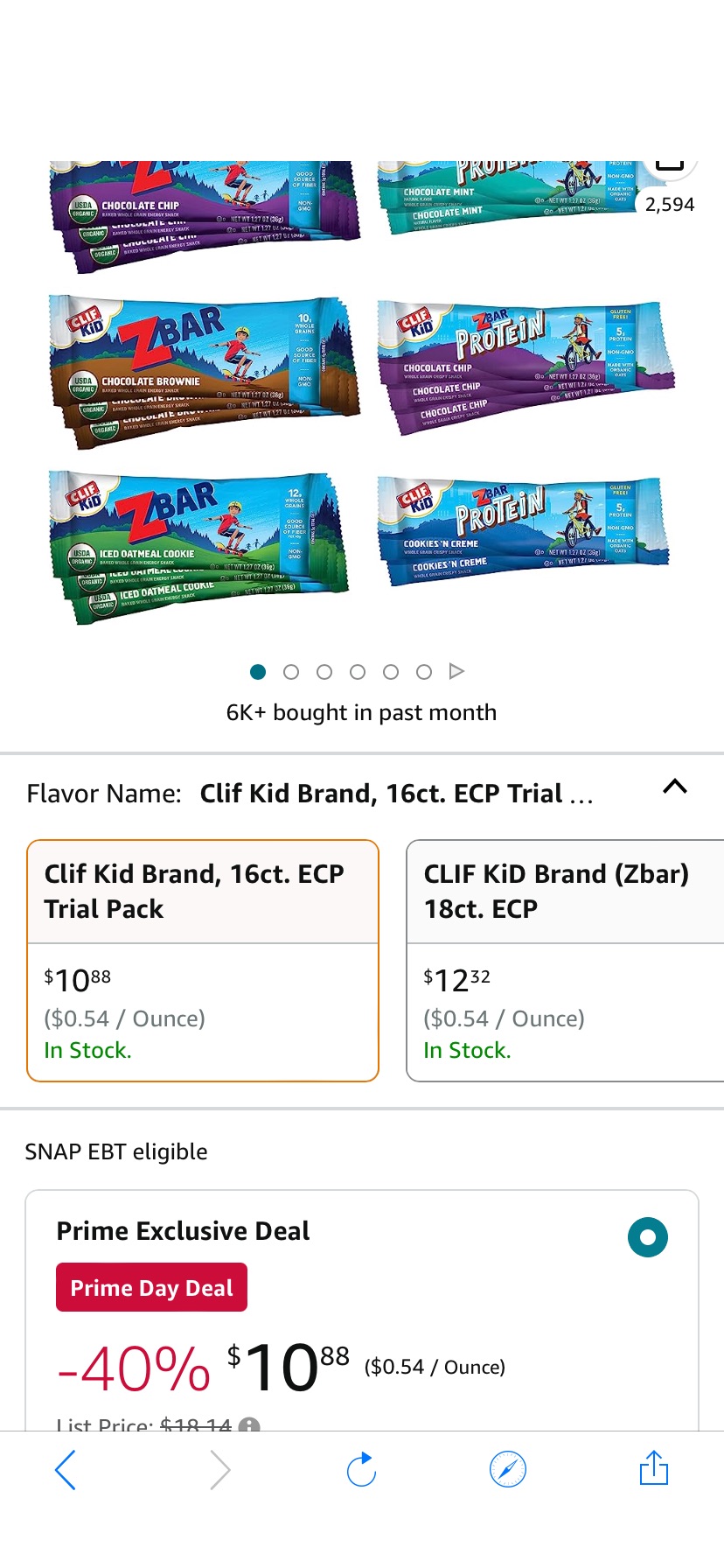 Amazon.com: Clif Kid Zbar- 儿童能量棒Organic Granola Bars – Variety Pack - Organic - Non-GMO - Lunch Box Snacks (1.27 Ounce Energy Bars, 16 Count) Assortment May Vary : Everything Else