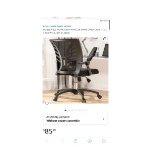 $51.59 Amazon.com: NOBLEWELL HOME Chair-NWOC2B Home Office Chair, 17.3D x 18.5W x 37.8H in, Black : Home & Kitchen