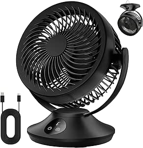 Amazon.com: PISLIOU 12000mAh Rechargeable Desk Fan,Portable Table Air Circulator Fan for Whole Room- 6 Speeds,360° Tilt,90° Oscillation,3 Timer Modes,Personal Quiet Cooling Fan 