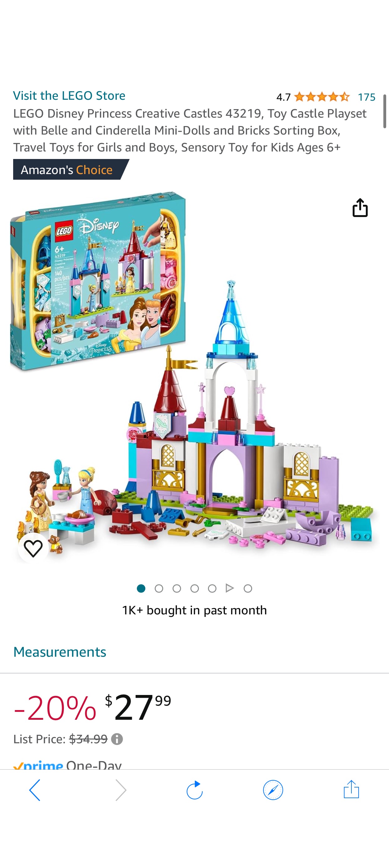 Amazon.com: LEGO Disney Princess Creative Castles 43219​, Toy Castle Playset with Belle and Cinderella Mini-Dolls and Bricks Sorting Box, Travel Toys for Girls and Boys, Sensory Toy for Kids Ages 6+ :