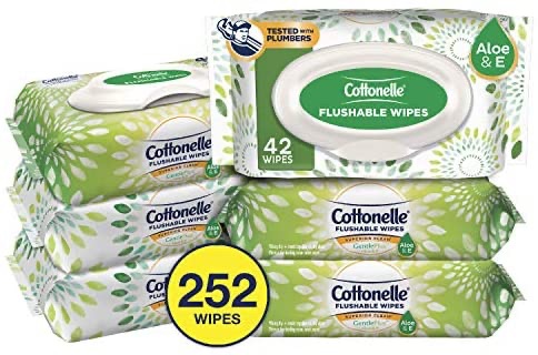 亚马逊Cottonelle GentlePlus Flushable Wet Wipes with Aloe & Vitamin E, 6 Packs, 42 Wipes per Pack (252 Wipes Total) 折上折