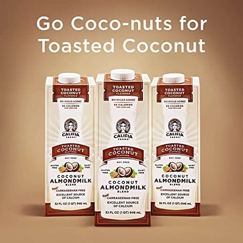 Califia Farms - Almond Milk, Toasted Coconut, 32 Oz (Pack of 6)