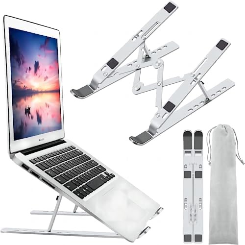 Amazon.com: Laptop Stand, Laptop Holder Riser Computer Stand, Adjustable Aluminum Foldable Portable Notebook Stand, Compatible with MacBook Air Pro, HP, Lenovo, Dell, More 10-15.6” Laptops and Tablets