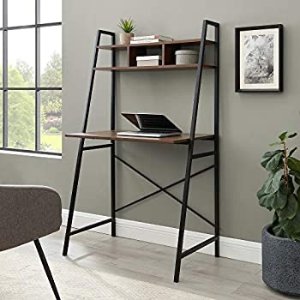 $85 Amazon.com: Walker Edison 工业风桌子Industrial Wood and Metal X-Back Ladder Desk Home Office Workstation, 56 Inch, Dark Walnut : Home & Kitchen
