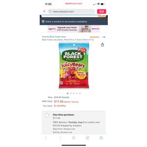 $14 Amazon.com : Black Forest 小熊果汁软糖12包