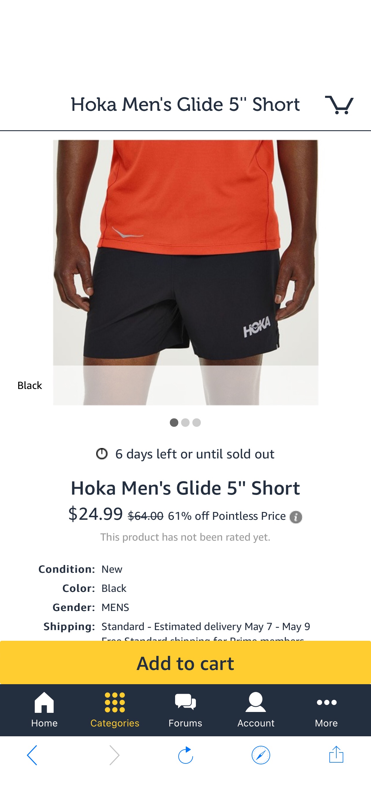 短裤Hoka Men's Glide 5'' Short