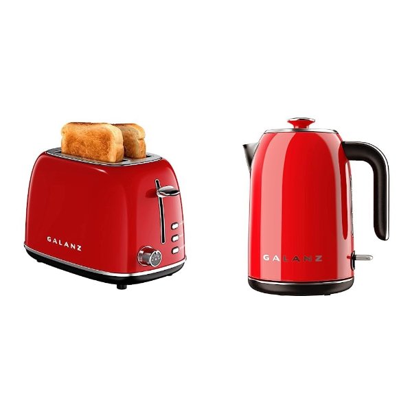 Galanz 2-Slice Toaster (1.5" Extra Wide Slots) and Electric Kettle (1.7L) Bundle