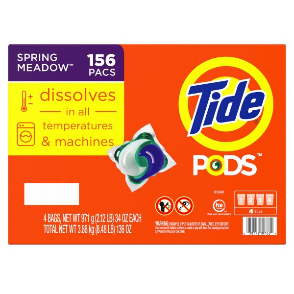 PODS Liquid Laundry Detergent Pacs, Spring Meadow (156 ct.)