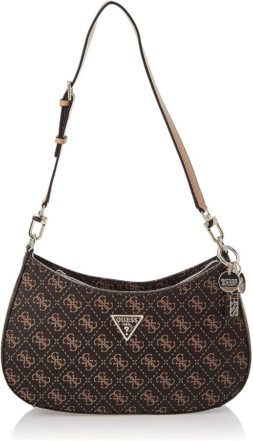GUESS Noelle Top Zip Shoulder Bag, Brown Logo: Handbags: Amazon.com
