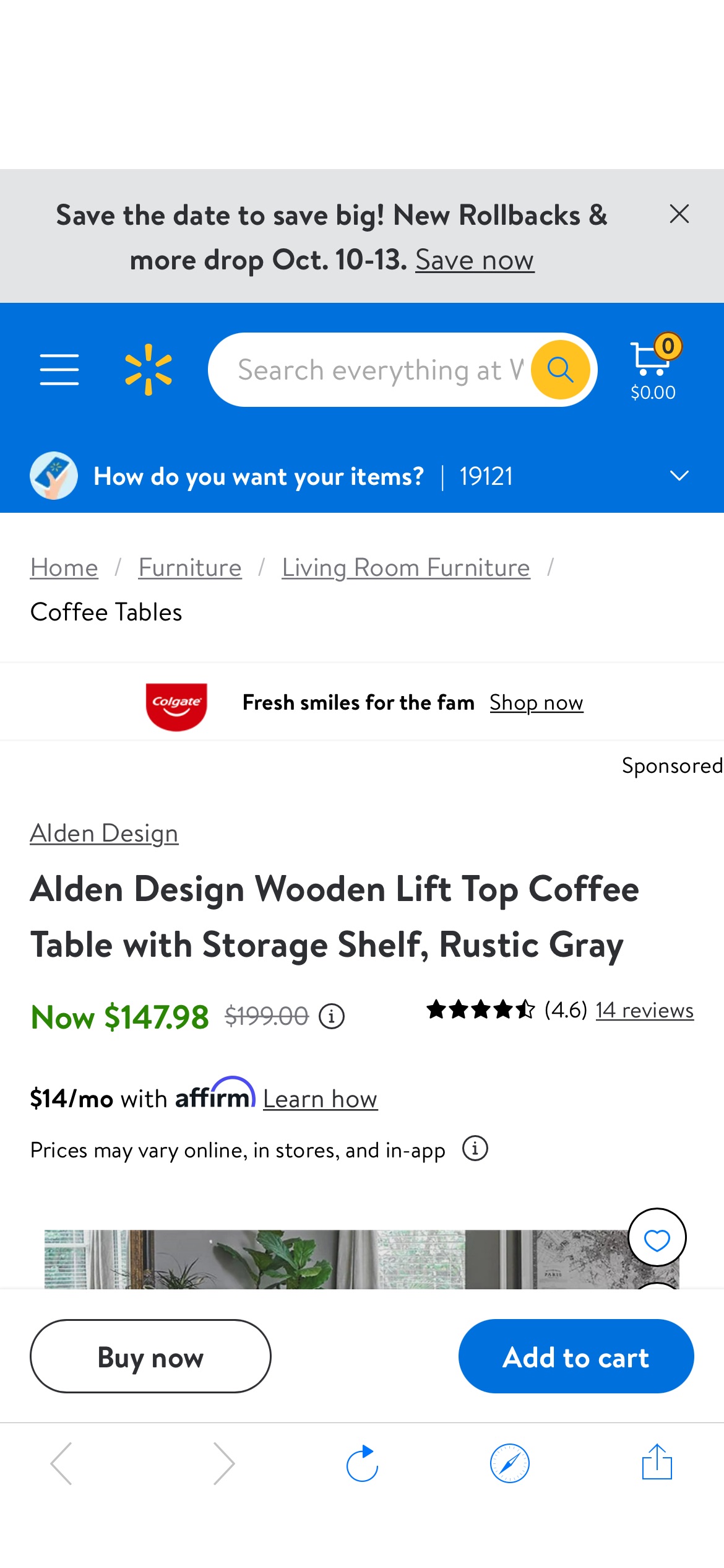 Alden Design Wooden Lift Top Coffee Table with Storage Shelf, Rustic Gray - Walmart.com