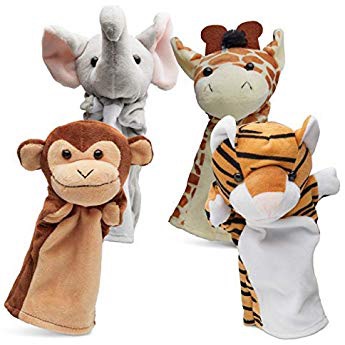 Melissa & Doug Zoo Friends Hand Puppets (Set of 4) - Elephant, Giraffe, Tiger, and Monkey: Melissa & Doug: Toys & Games 手动玩偶