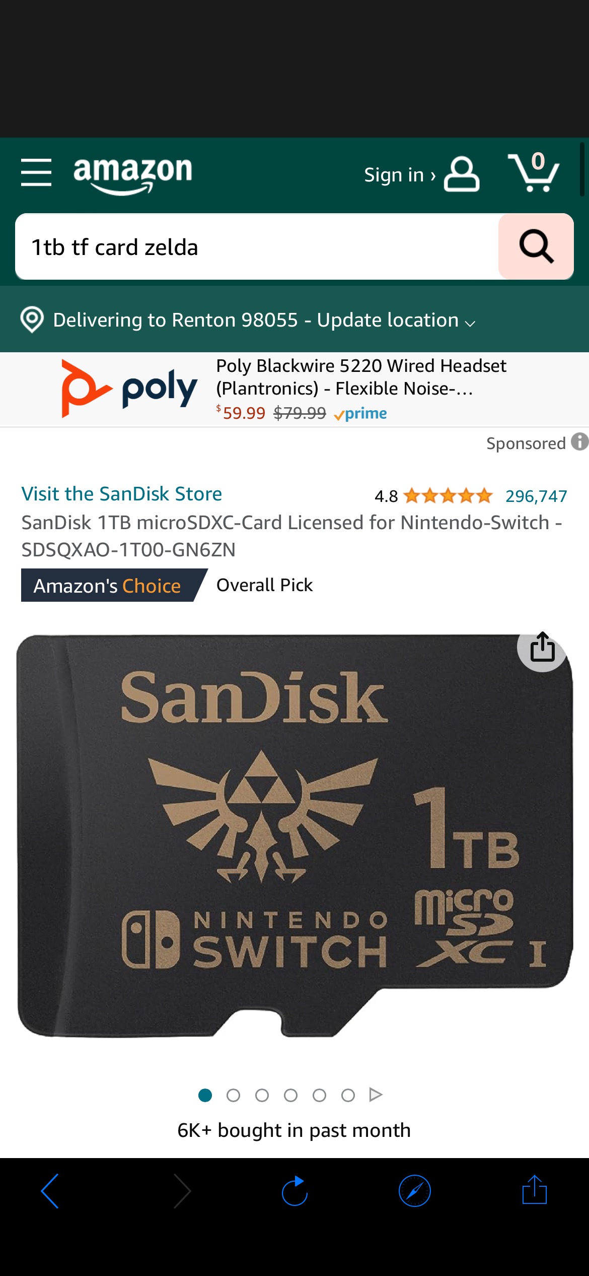Amazon.com: SanDisk 1TB microSDXC-Card Licensed for Nintendo-Switch - SDSQXAO-1T00-GN6ZN : Video Games
