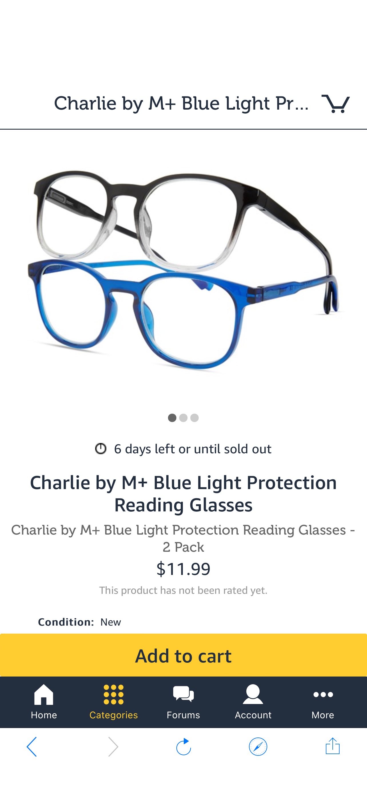 眼镜两幅Charlie by M+ Blue Light Protection Reading Glasses
