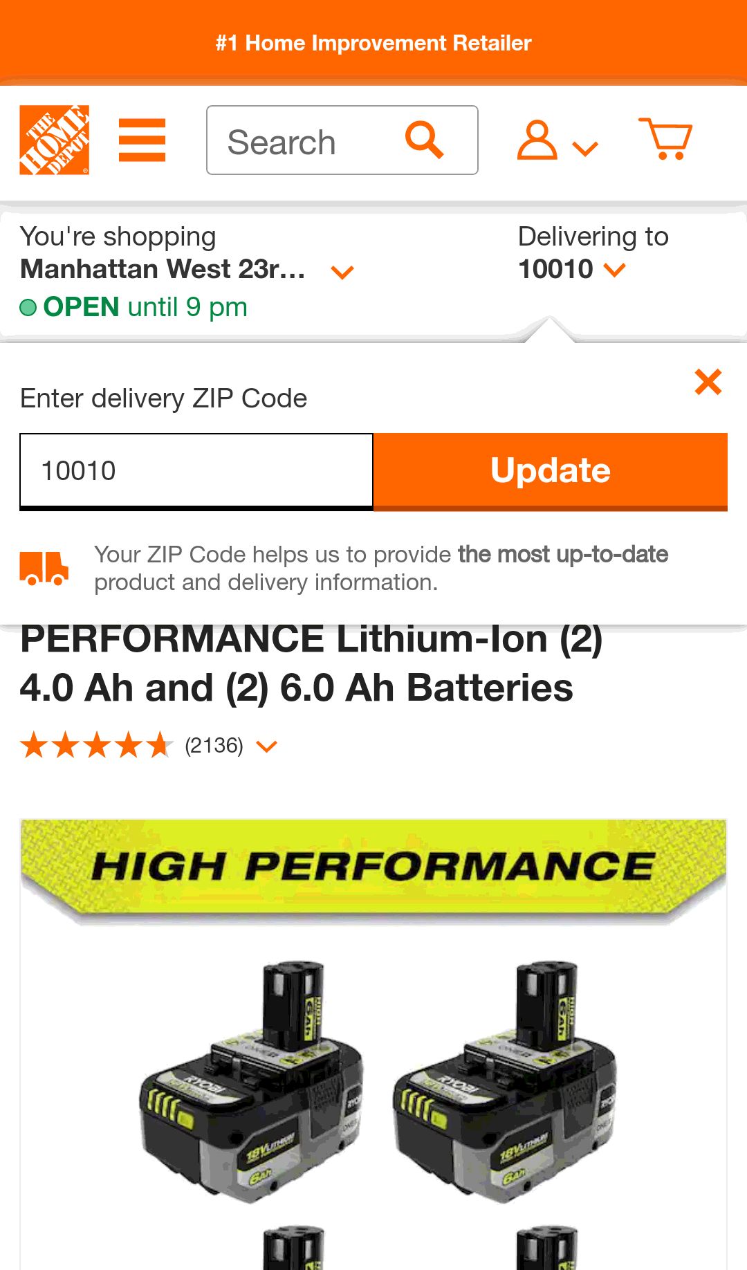 RYOBI ONE+ 18V HIGH PERFORMANCE Lithium-Ion (2) 4.0 Ah and (2) 6.0 Ah Batteries PBP2004-PBP2007 - The Home Depot
