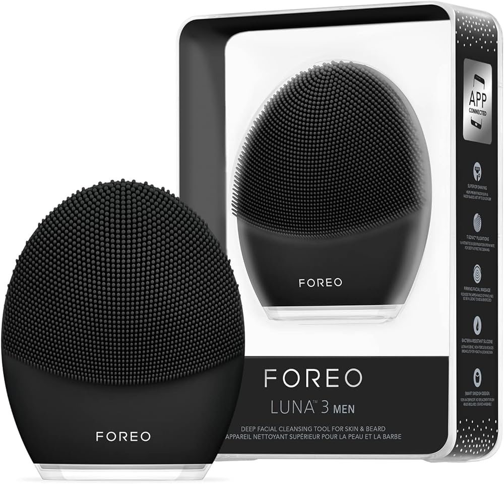 Amazon.com: FOREO Luna 3 Men Silicone Facial Cleansing & Firming Massage Brush for Skin and Beard, Shave Prep, Ultra-Hygienic,16 Intensities, 650 uses/USB Charge, App-Connected, Waterproof, 2-Year War