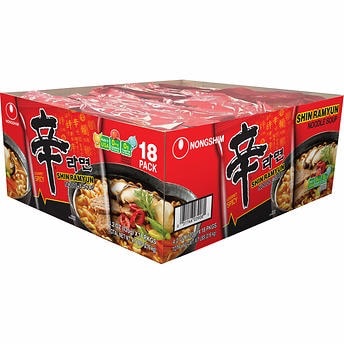 Nongshim Shin Ramyun Noodle Soup, 4.2 oz, 18-count 农辛拉面一箱18包