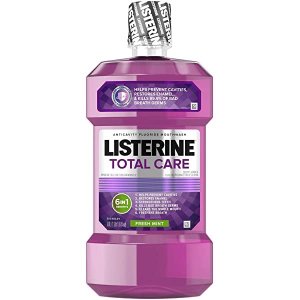 Listerine Total Care Anticavity Mouthwash, 6 Benefit Fluoride Mouthwash for Bad Breath and Enamel Strength, Fresh Mint Flavor, 250 mL
