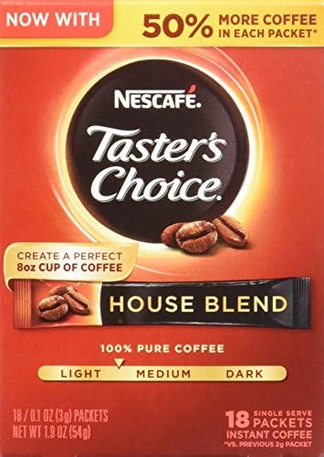 Amazon.com : NESCAFE Taster&#39;s Choice, House Blend Light Medium Roast Instant Coffee, 8 boxes (144 Packets) : Everything Else