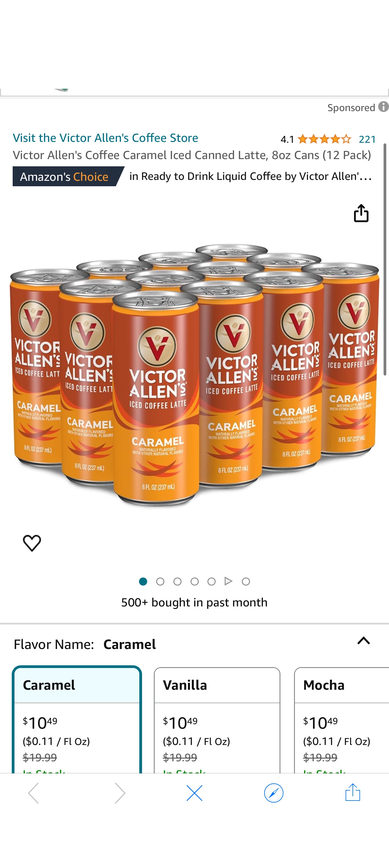 Amazon.com : Victor Allen's Coffee Caramel Iced Canned Latte, 8oz Cans (12 Pack) : Everything Else
