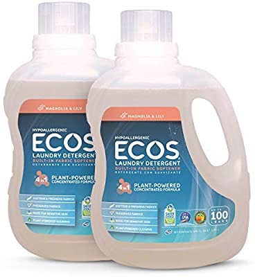 Amazon.com: Earth Friendly Products ECOS 2X Liquid Laundry Detergent, Magnolia & Lily, 200 Loads, 100 Fl Oz (Pack of 2): Health & Personal Care洗衣液