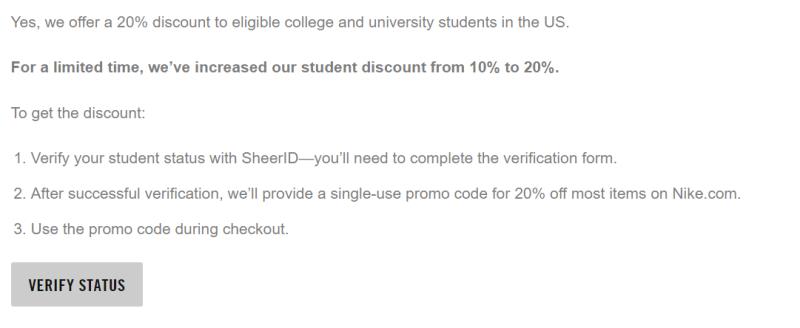 nike discount for college students