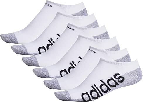 Amazon.com: adidas Men's Linear Superlite II 6-Pack No Show, White/Grey/Black, Large : 船袜