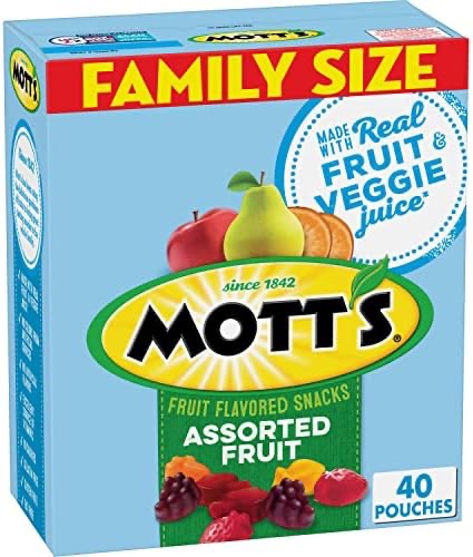 Mott's 水果味零食，什锦水果，袋装，0.8 盎司，40袋