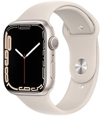 Amazon.com: Apple Watch Series 7 GPS, 45mm Starlight Aluminum Case with Starlight Sport Band - Regular : Electronics Apple Watch 7 45mm 史低！新品星光色