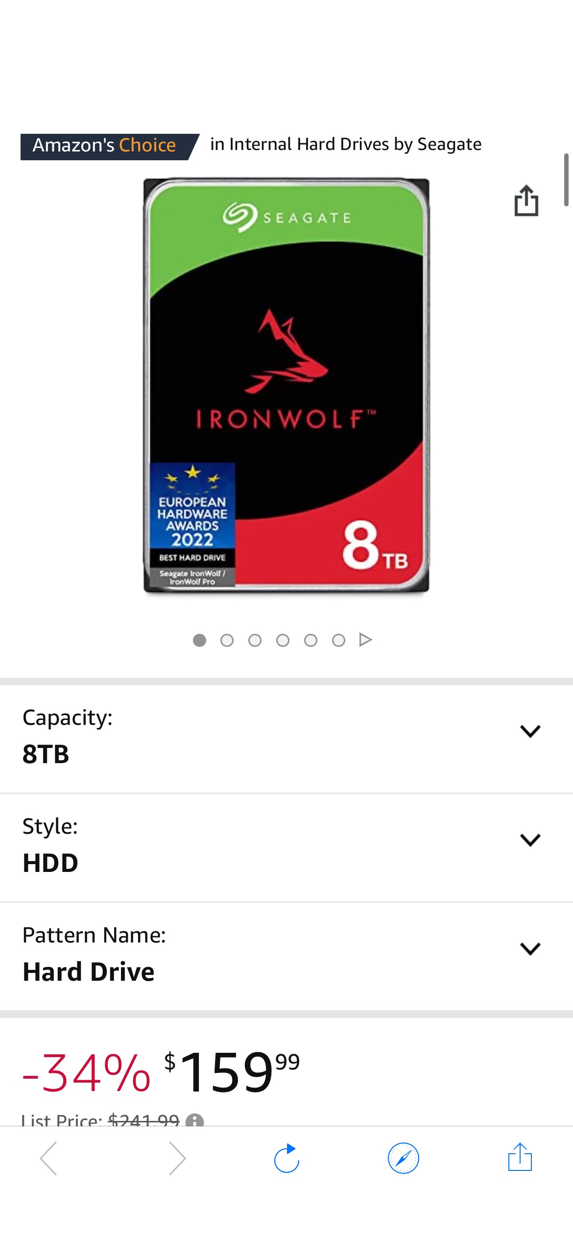 Amazon.com: Seagate IronWolf 8TB NAS 硬盘