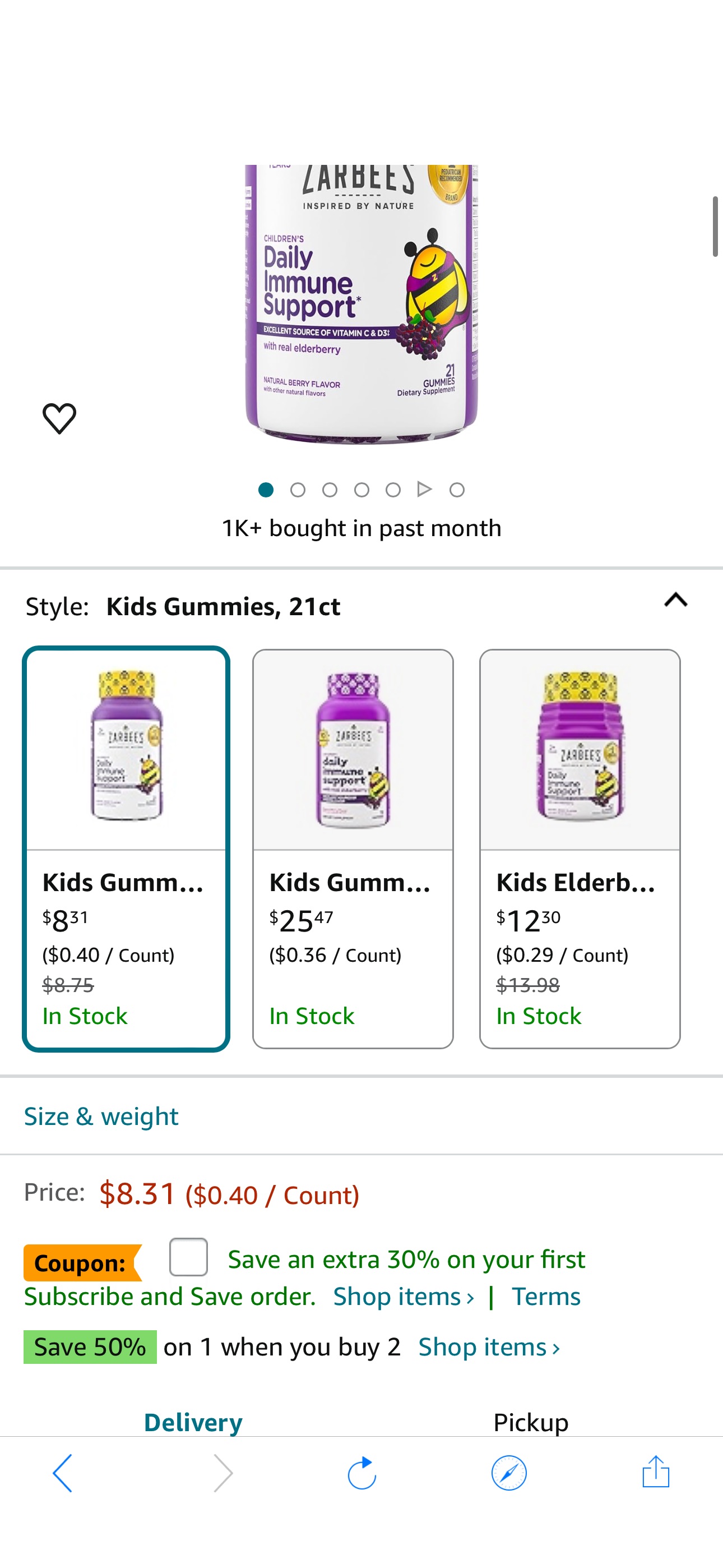 Amazon.com: Zarbee's Elderberry Gummies for Kids with Vitamin C; Zinc & Elderberry; Daily Childrens Immune Support Vitamins Gummy for Children Ages 2 and Up; Natural Berry Flavor; 21 Count : Health & 