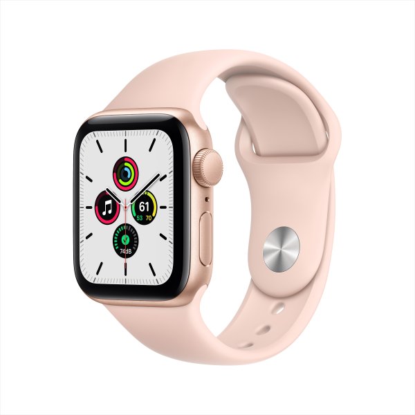 Apple Watch SE GPS, 40mm 金色配粉色运动表带